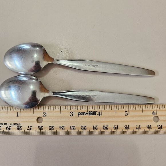 2 Elden Vintage Flower Teaspoon Spoon Stainless 6" Rose Midcentury Colonial Styl - Picture 7 of 7